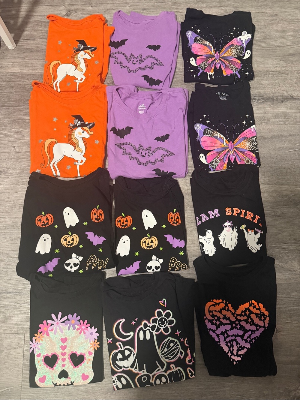 Kids Halloween tops- Black, Orange & Purple Assorted